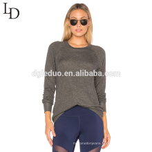 New design long sleeve backless sexy thin grey pullover hoodie for womens